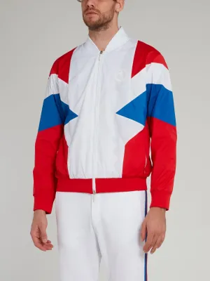 White Colour Block Jacket
