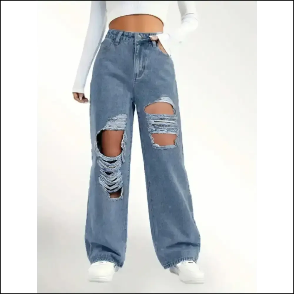 Wide Leg Jeans: Because your Legs Deserve a Little Distressed Drama! 😏✨
