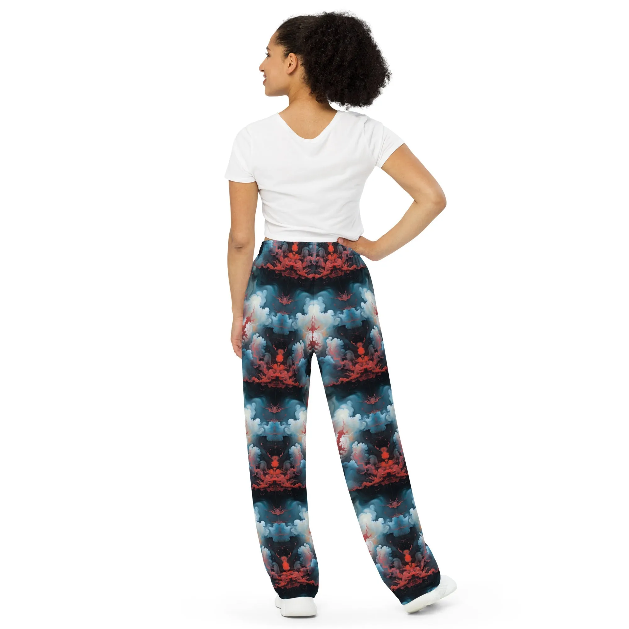 Wide-leg pants - Ethereal Crimson Flow - Light