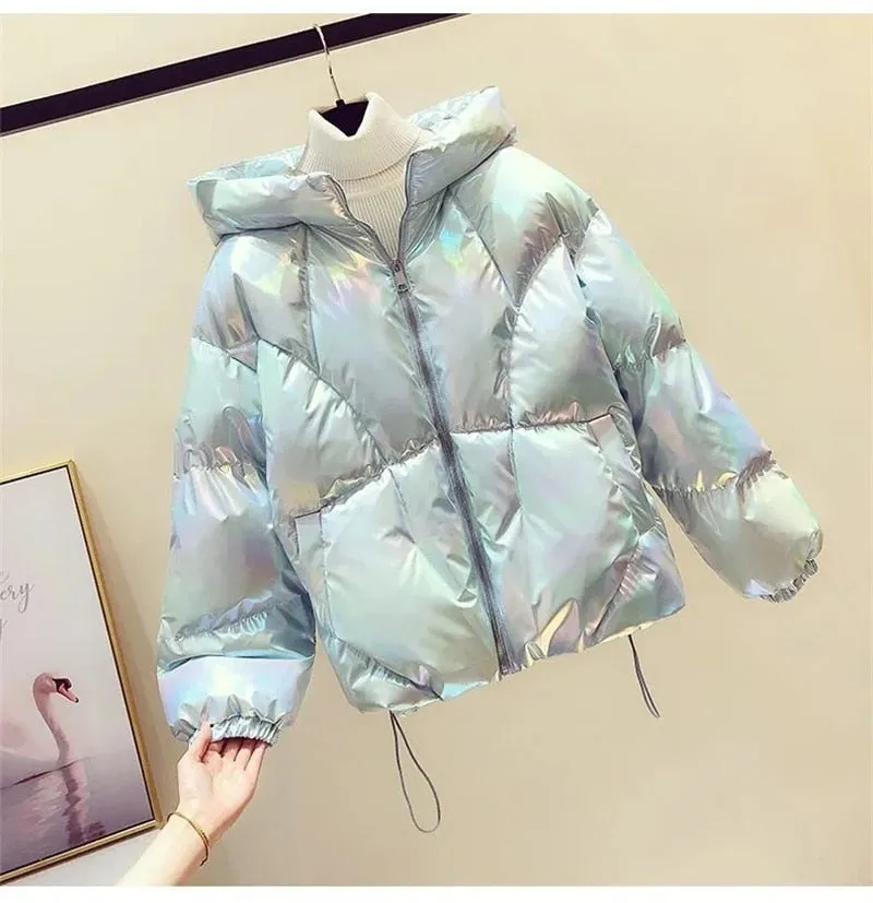 Winter Style Multi Color Glossy Puffy Coats