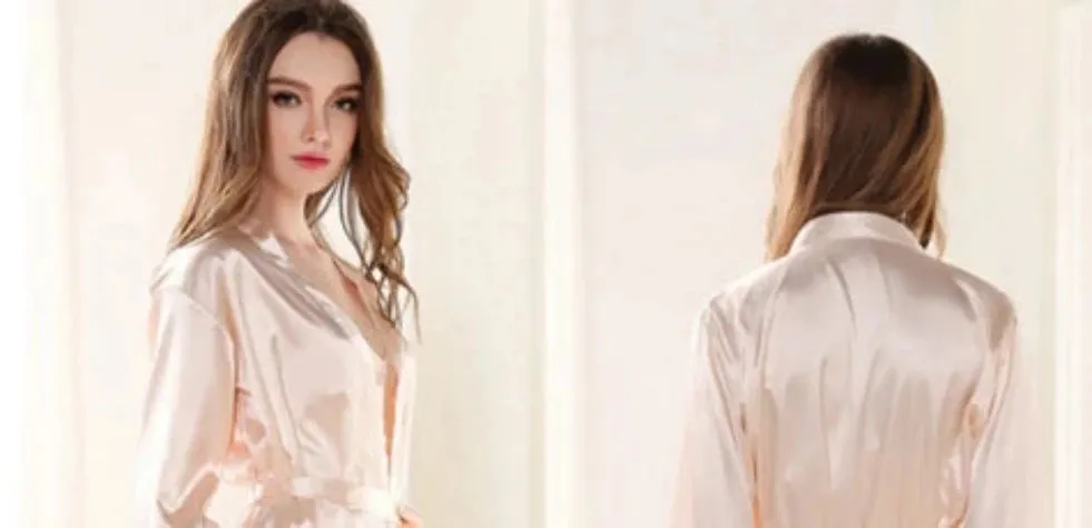 Women Silk Satin Short Night Robe Solid Kimono Robe Fashion Bath Robe Sexy Bathrobe Peignoir Femme Wedding Bride Bridesmaid Robe