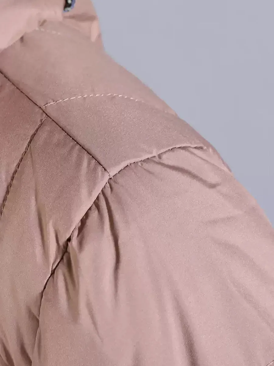 Women Winter Vintage Patch Hooded Long Down Coat