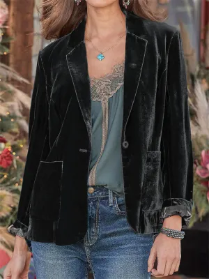 Women's Gorgeous Velvet Lapel Business Small Suit Jacket
