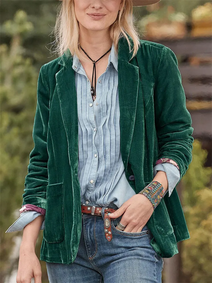 Women's Gorgeous Velvet Lapel Business Small Suit Jacket