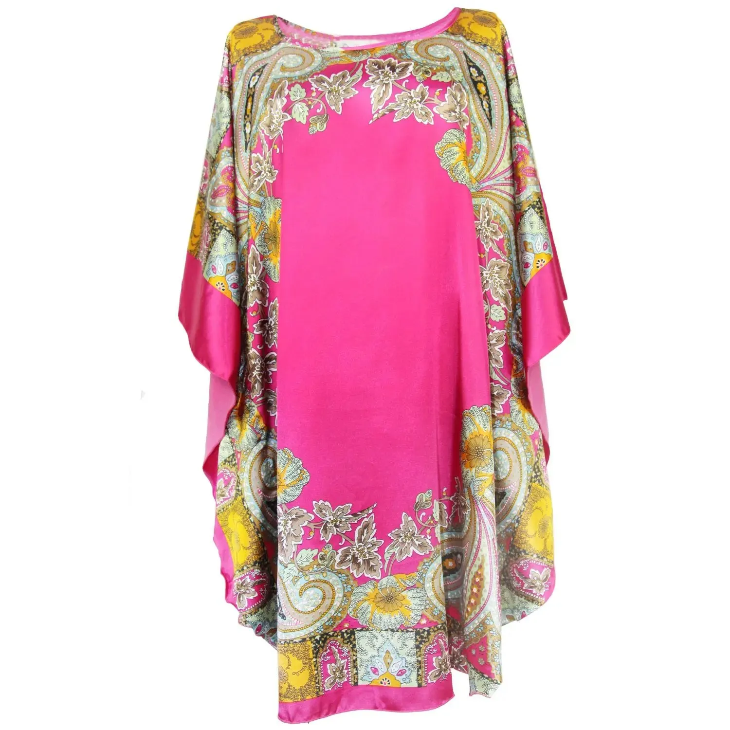Women's Plus Size Silk Rayon Robe Bath Gown Nightgown Satin Casual Home Dress Printed Loose  Nightwear Bathrobe