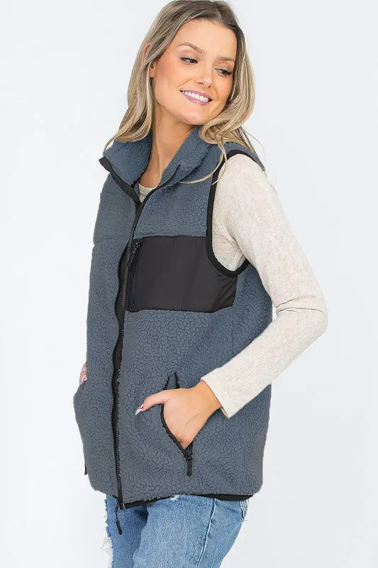 Women's Sherpa Fleece Vest Jacket
