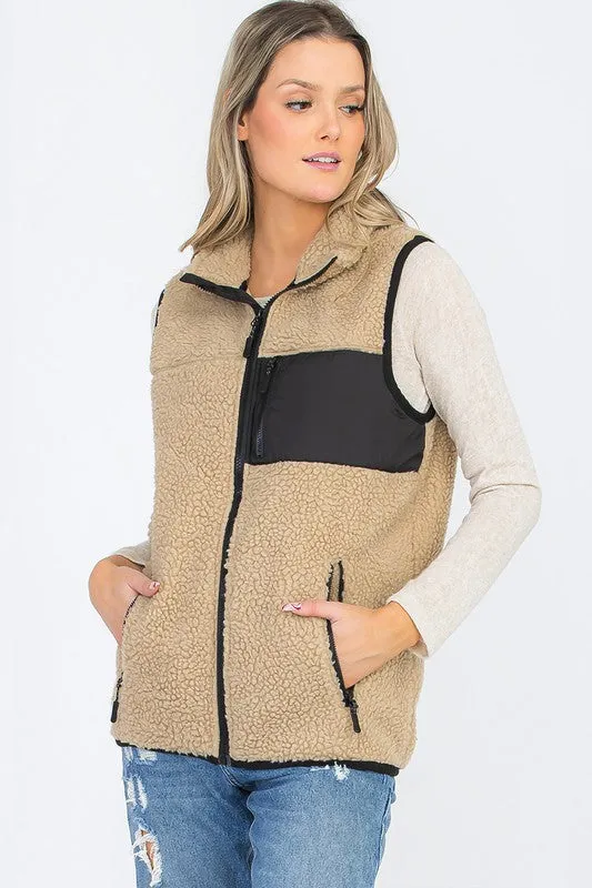 Women's Sherpa Fleece Vest Jacket