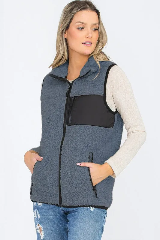 Women's Sherpa Fleece Vest Jacket