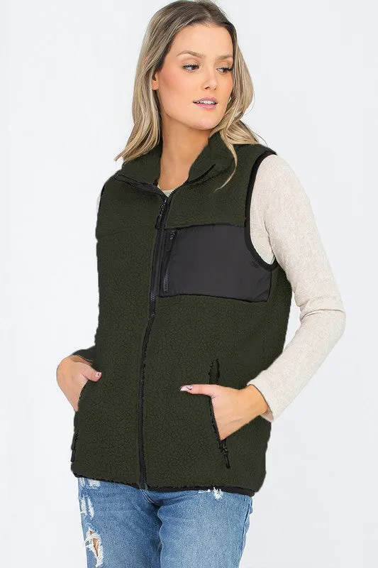 Women's Sherpa Fleece Vest Jacket