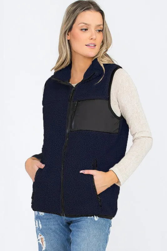 Women's Sherpa Fleece Vest Jacket