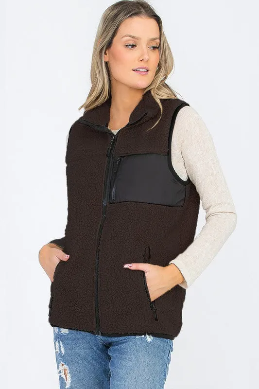 Women's Sherpa Fleece Vest Jacket