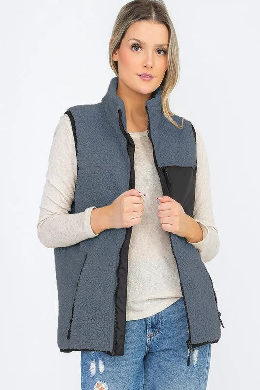 Women's Sherpa Fleece Vest Jacket