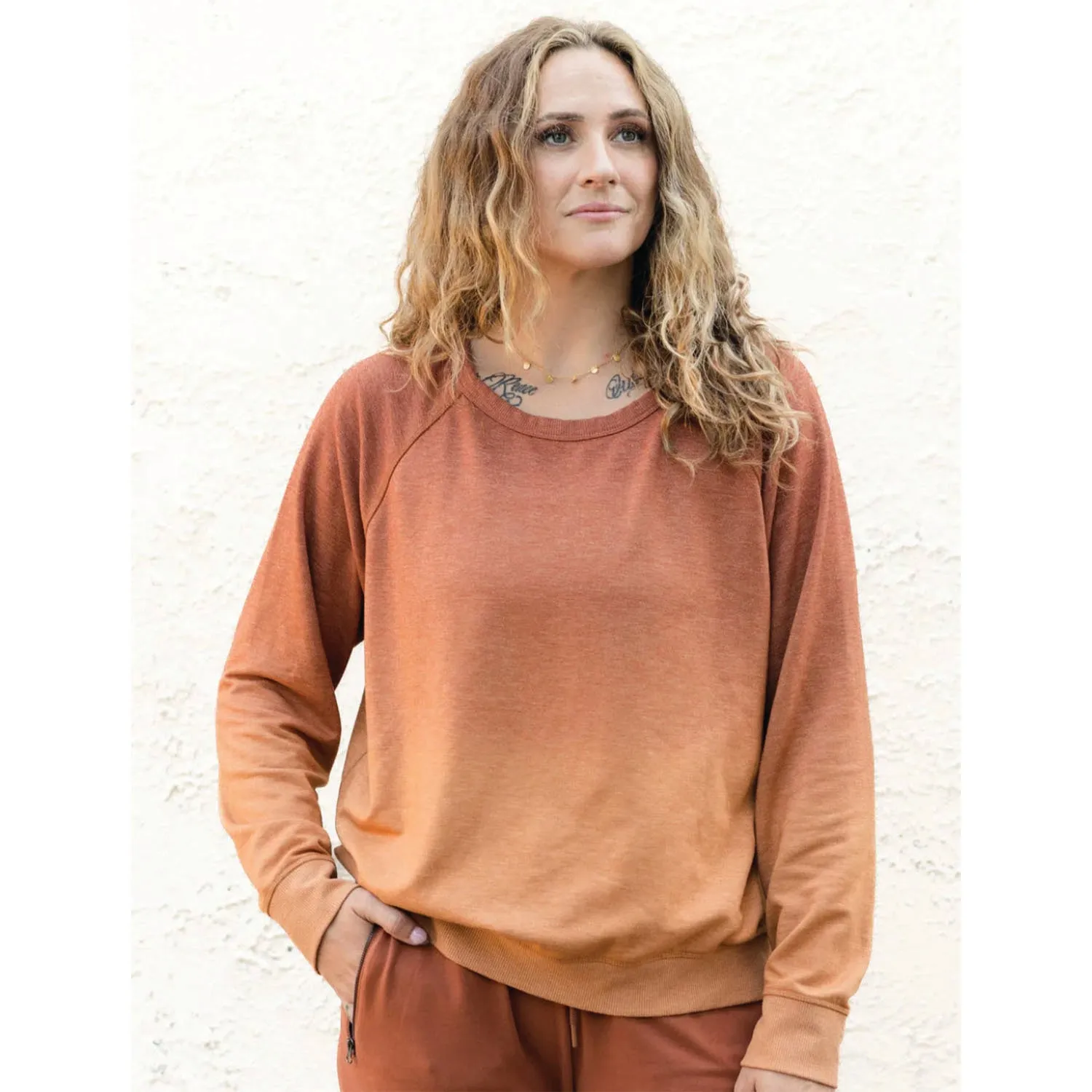 Women's Splendid Iris Carly Ombre Sweatshirt Terra Cotta