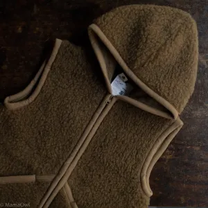 Women's Wool Teddy Fleece Hooded Everest Zip Vest - Bark