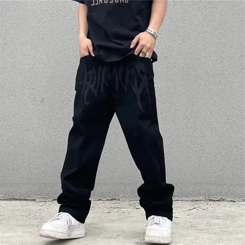 Y2K Custom Black Jeans for Streetwear